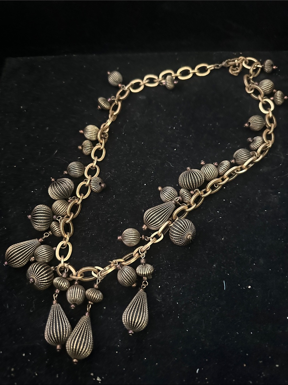 Antique-Style Gold Drop Pendant Statement Necklace